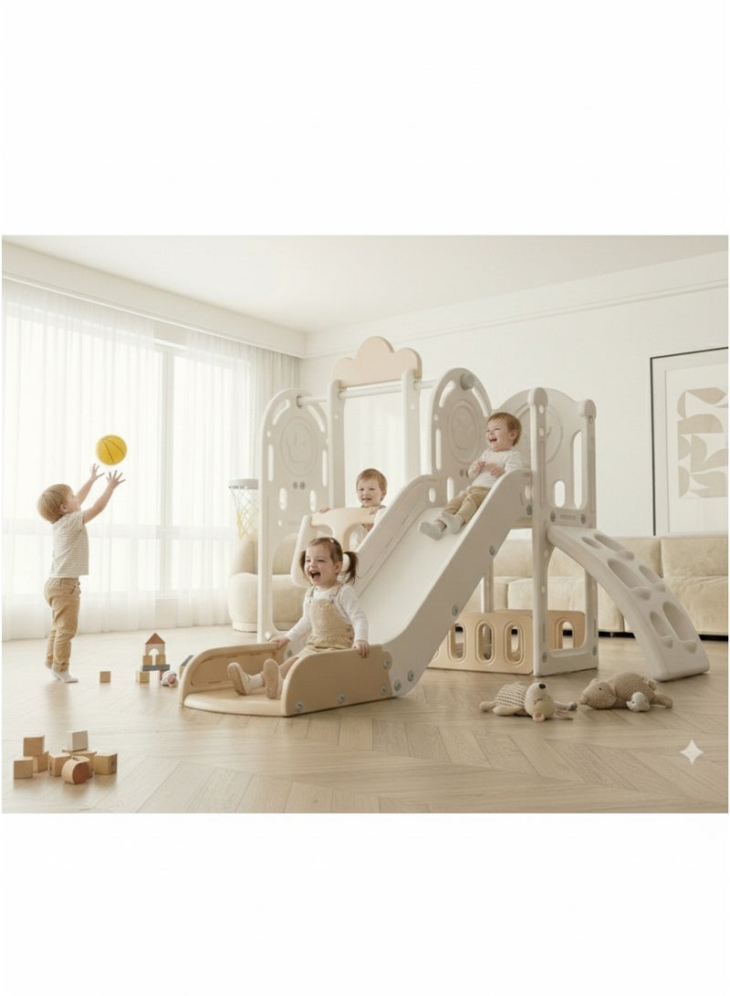 FULL JOY Children's Slide and Swing Set with Basketball Hoop 3*1 ,Indoor and outdoor playground set for toddlers, climbing play set for kids - Image 4